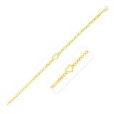 14k Gold Heart Curb Chain Bracelet