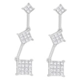14k Gold Princess-cut 1.00ct Diamond Earrings
