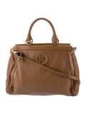 Tory Burch Brown Leather Zip Cls Top Hdl Bag