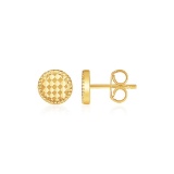 14k Gold Textured Circle Post Earrings