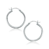 10k White Gold Polished Hoop Earrings 25mm