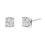 10k Wgold 1.00ct Diamond Composite Square Earrings