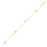 14k Two-tone Gold Polished Cubes Bracelet
