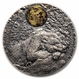 2023 2oz Silver Wildlife In Moonlight - Brown Bear