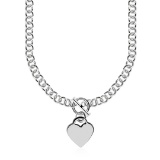 Sterling Silver Rolo Chain With Heart Toggle Charm