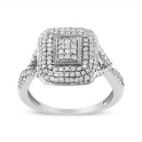 Dazzling .51ct Diamond Cluster Cushion Ring
