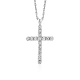Round .04ct Diamond Cross Pendant Necklace