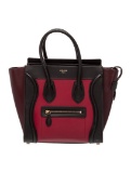 Celine Luggage Micro Burgundy Leather Tote