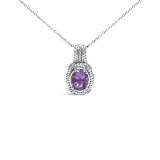 Stunning 1.78ct Amethyst & Diamond Accent Necklace