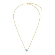 14k Gold Round .84ct Blue Topaz Necklace