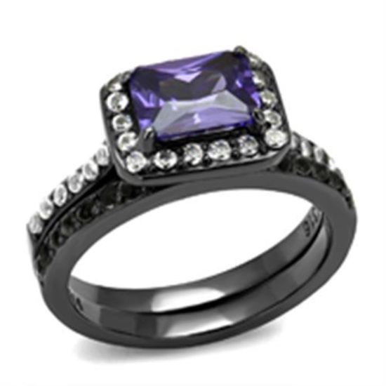 Emerald Cut 1.83ct Tanzanite Black Plated Rings