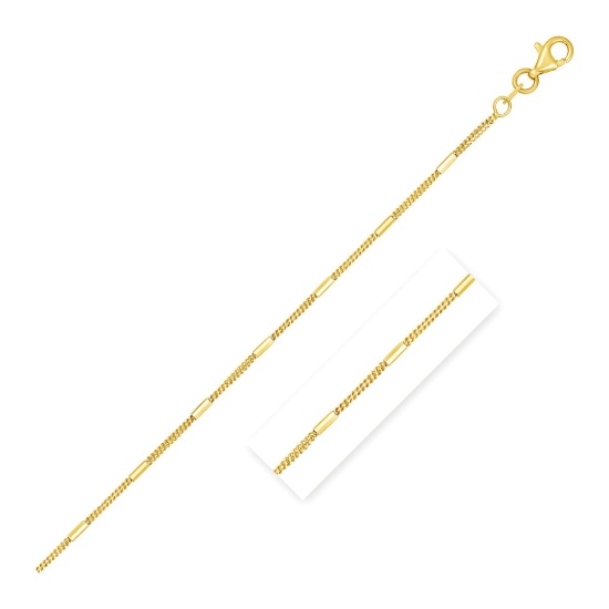 14k Gold Diamond Cut Bar Links Pendant Chain