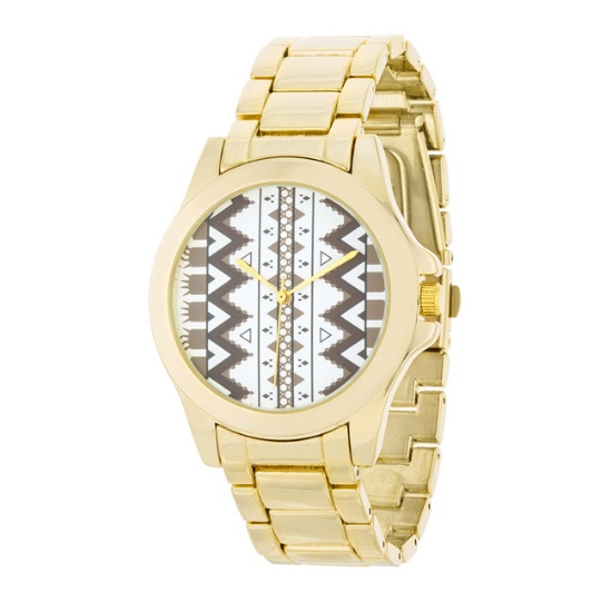 Goldtone Brown Pattern 42mm Women's Watch