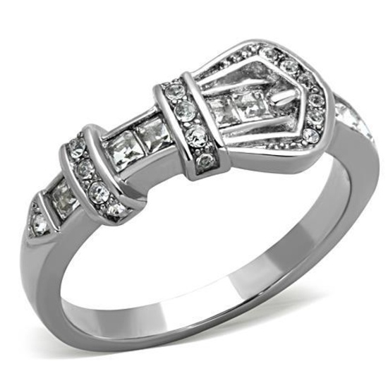Trendy .12ct White Sapphire Buckle Ring