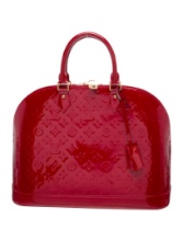 Louis Vuitton Alma Mm Red Vernis Zip Top Hdl Bag