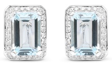 18k Wgold 7.82ct Aquamarine & Diamond Earrings