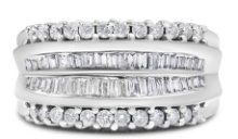 14k White Gold 1.00ct Diamond 4-row Band