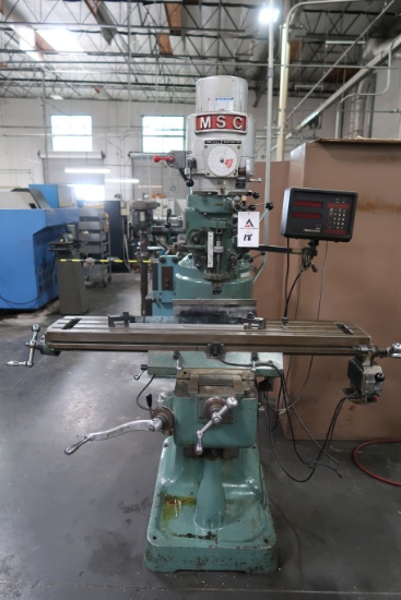 MSC Vertical Mill, 9"x x49" Power ,Table, 2HP Variable Speed, s/n 771853 An