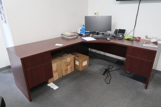Corner Office Desk, 84" X *4" X 24", 4 Drawers (SOLD AS-IS - NO WARRANTY)