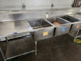 3 bay sink w drains