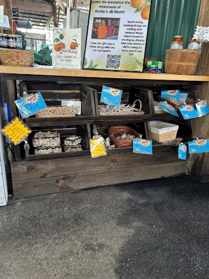 Butcher Block Counter with Display Shelves
