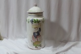 A Ceramic or Clay Portugese Lidded Jar