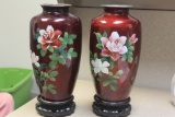Pair of Silver Wire Cloisonne Vases