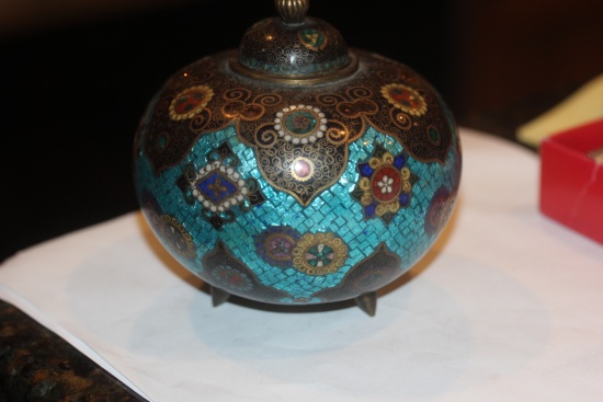 Antique Japanese Ginbari Cloisonne Urn