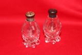 Sterling Silver Top, Glass Salt and Pepper Shaker