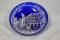 A Handpainted Blue Glass Small Dish