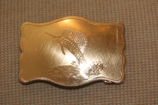 Rare Lazy-K Gold Plated Swordfish Belt Buckle