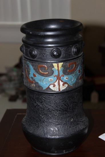 Japanese Black Ceramic Vase