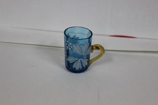 A Teal Blue Miniature Glass mug