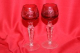 Set of 2 Cut Glass Goblets