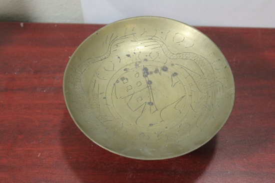 A Chinese Brass Stem Bowl