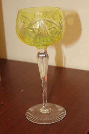 A Green Cut Glass Goblet
