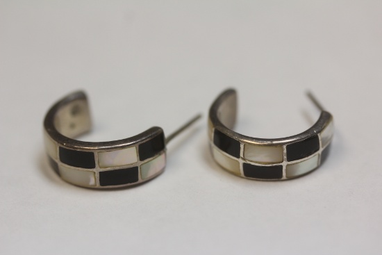 Pair of Sterling Enamel Earrings