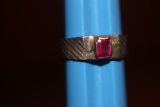Sterling and Red Stone Ring