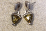 Pair of Sterling Amber Earrings