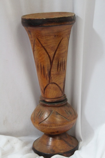 A Carved Wooden Vase