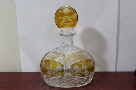An Amber Cut Glass Decanter