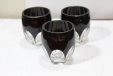 Lot of 3 Ruby Red Facet Cut Cups