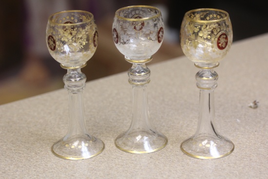 Lot of Three Moser Goblet