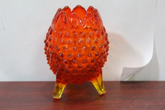 An Amberina 3-legged Glass Cup or Vase