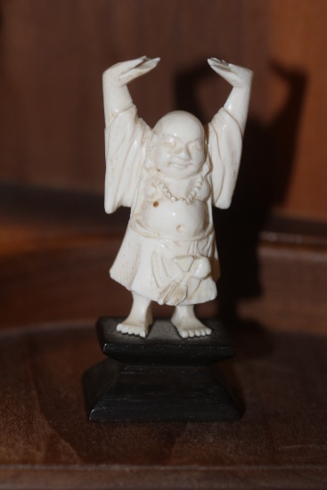 Carved Bone Buddha on Stand