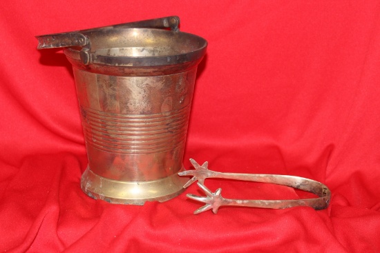 A Silverplated Ice Bucket and Tounge