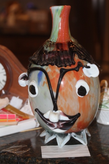 Picasso Style Art Glass Bottle