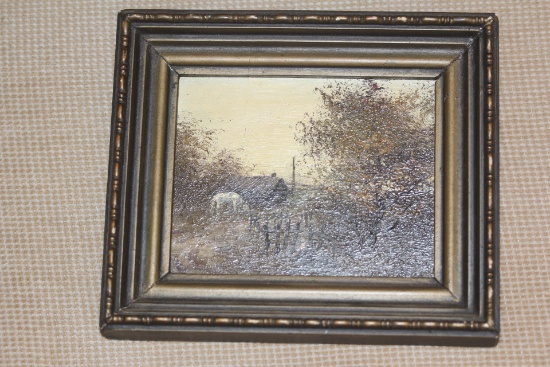 Vintage Miniature Oil on Board Painting