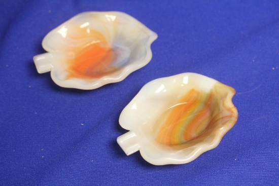 A Pair of Akro Glass Ashtrays