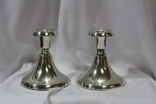 A Pair of 800 Silver Candle Holders